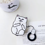 Cartoon Cat AirPods Case - Cute Silicone Cover with Ring Strap SJB-DIAMOND ELITES