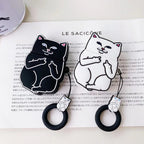 Cartoon Cat AirPods Case - Cute Silicone Cover with Ring Strap SJB-DIAMOND ELITES