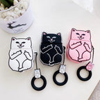 Cartoon Cat AirPods Case - Cute Silicone Cover with Ring Strap SJB-DIAMOND ELITES