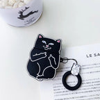 Cartoon Cat AirPods Case - Cute Silicone Cover with Ring Strap SJB-DIAMOND ELITES